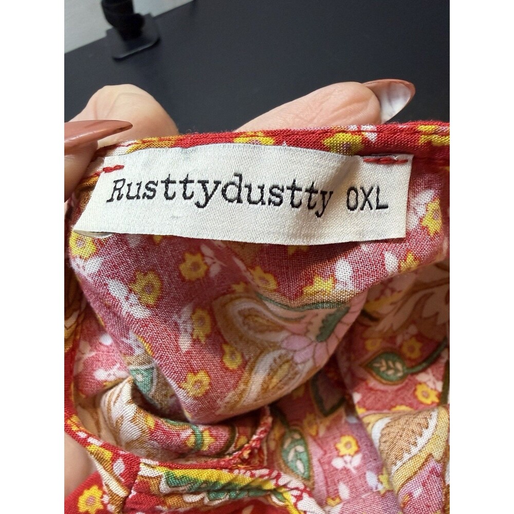 Rusttydustty Midi Floral Dress Red Size 0XL - Picture 7 of 8